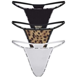 Dolce & Gabbana Black and Leopard Thong Duo